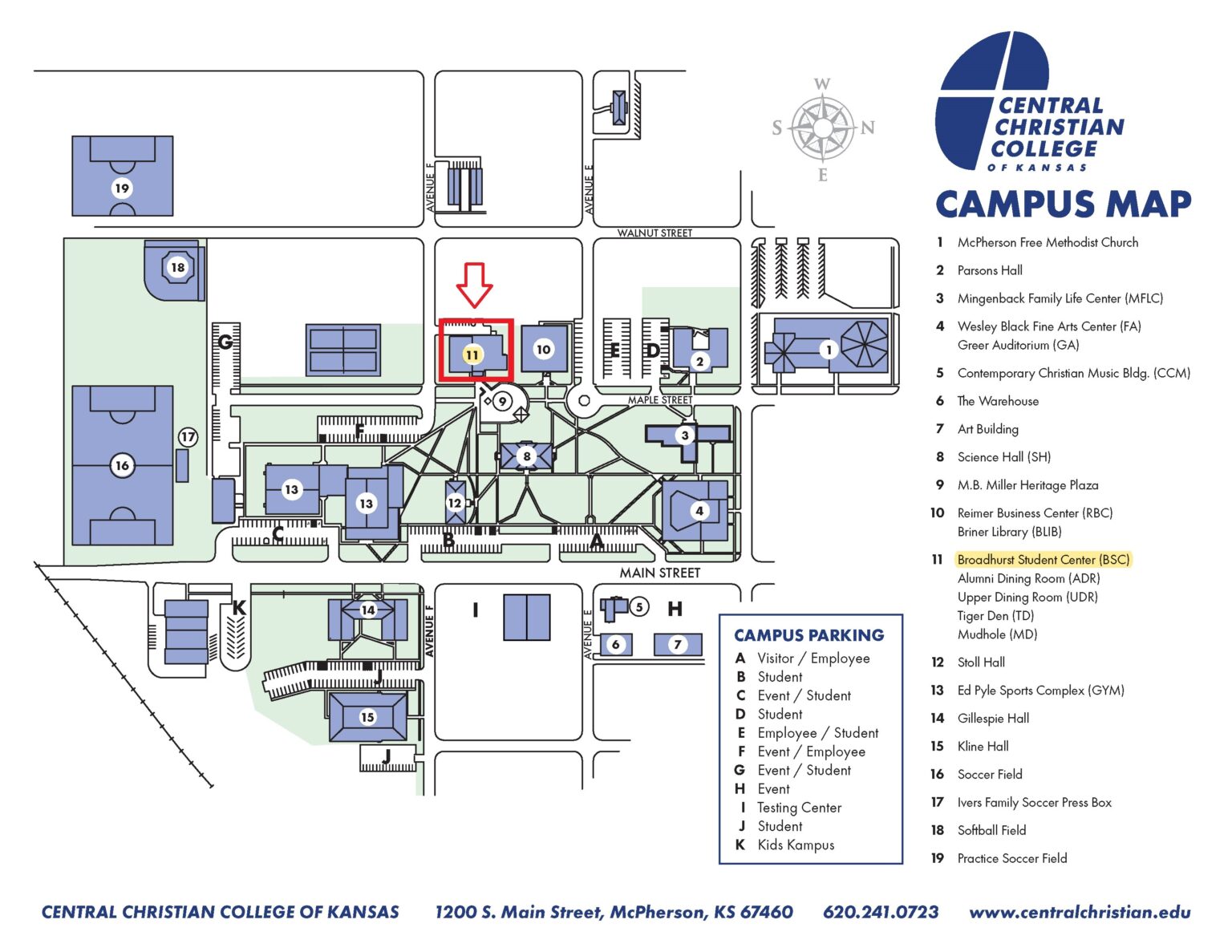 Campus Map 2019 - Dining Hall - Central Christian College of Kansas